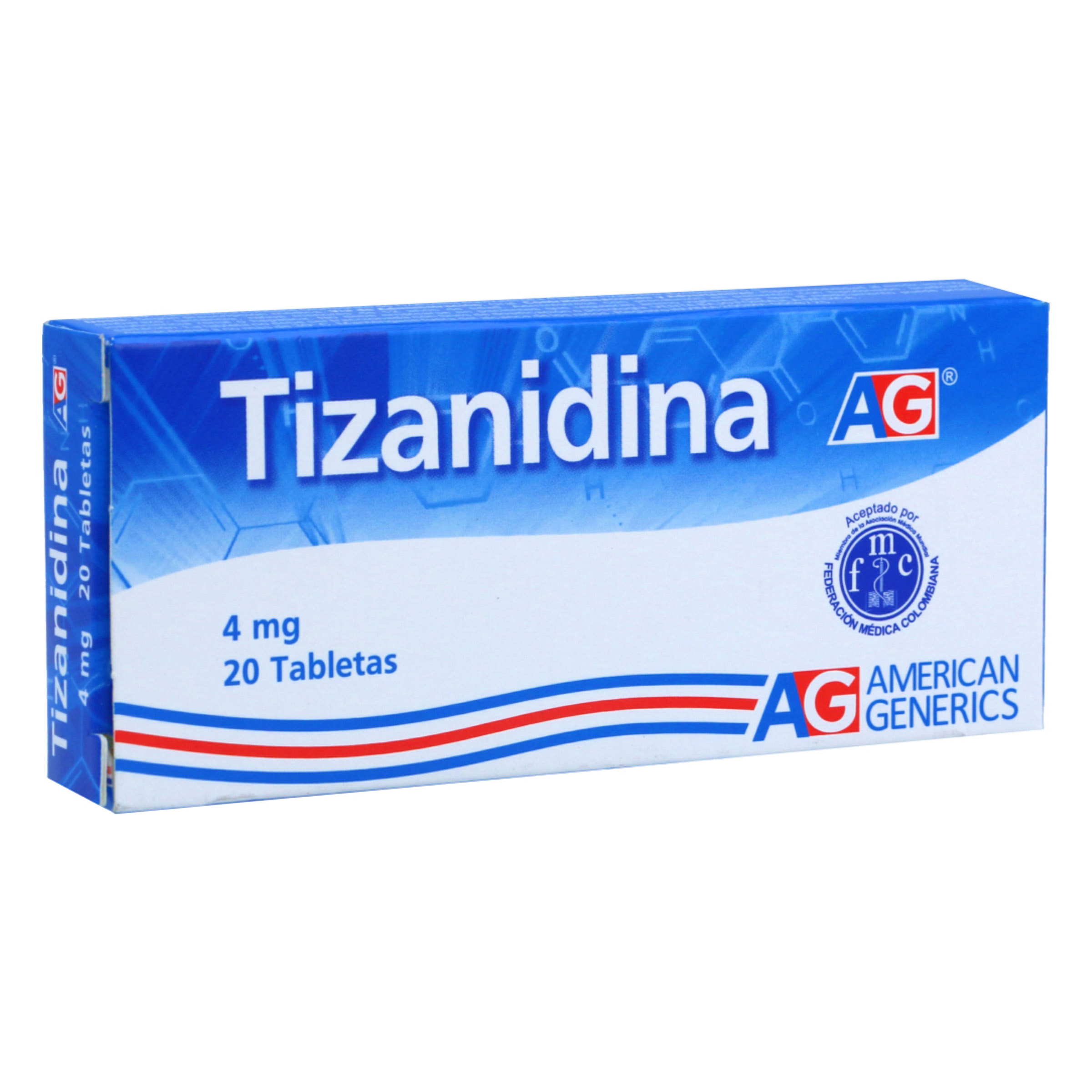 Tizanidina 4 mg - 20 tabletas