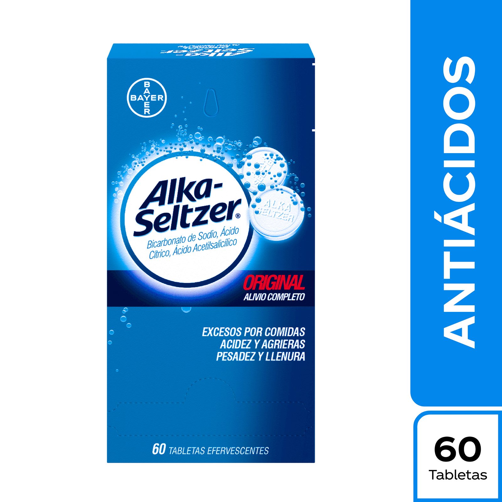 Alka Seltzer 60 tabletas – bicarbonato de sodio | Bayer