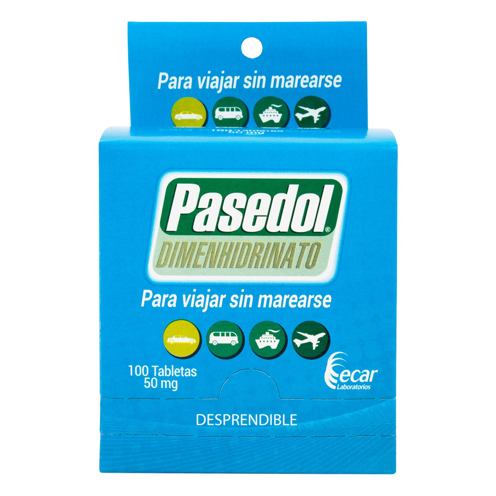 Pasedol 50 mg – Dimenhidrinato 100 tabletas