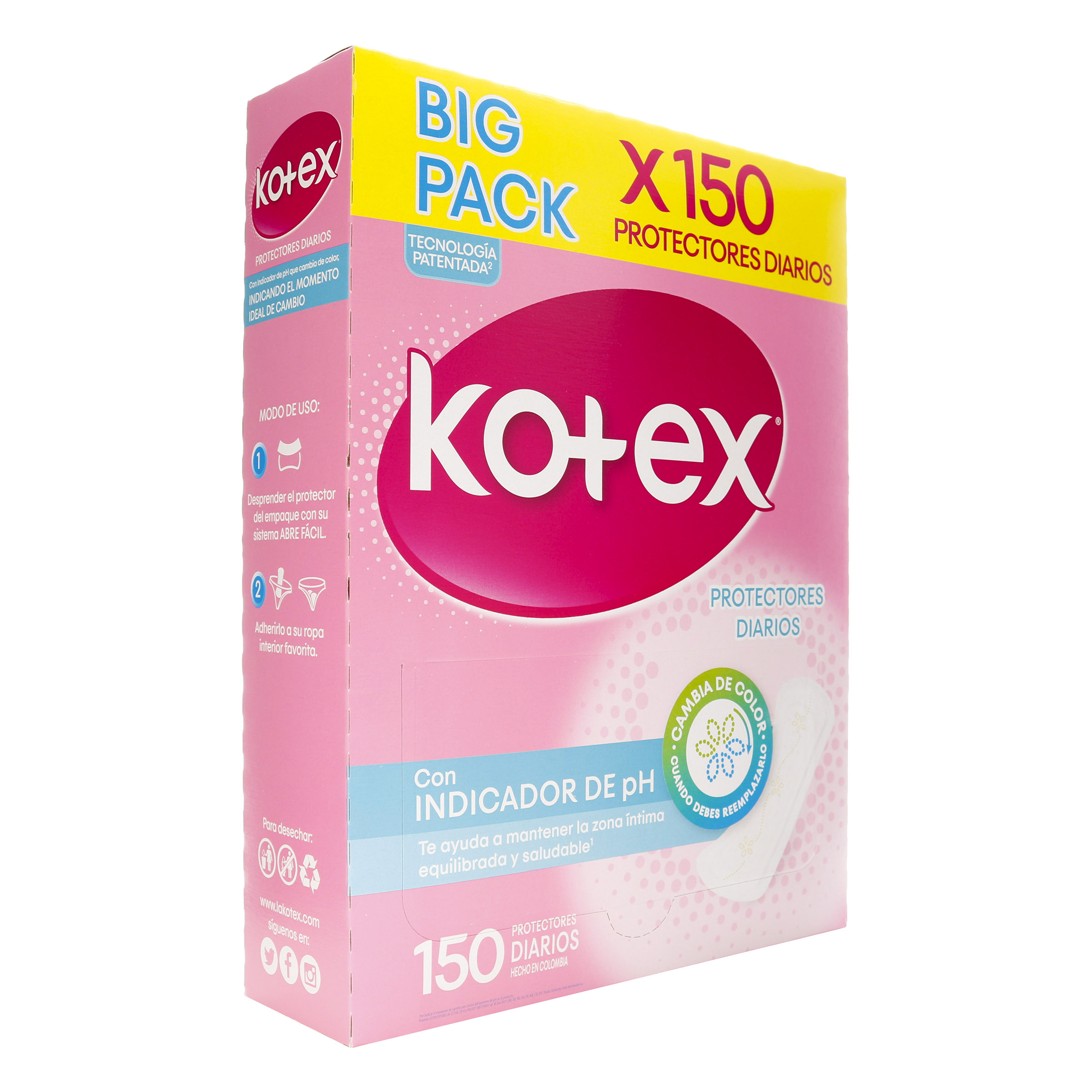 Kotex Protector Diario con Indicador de pH 150 ud
