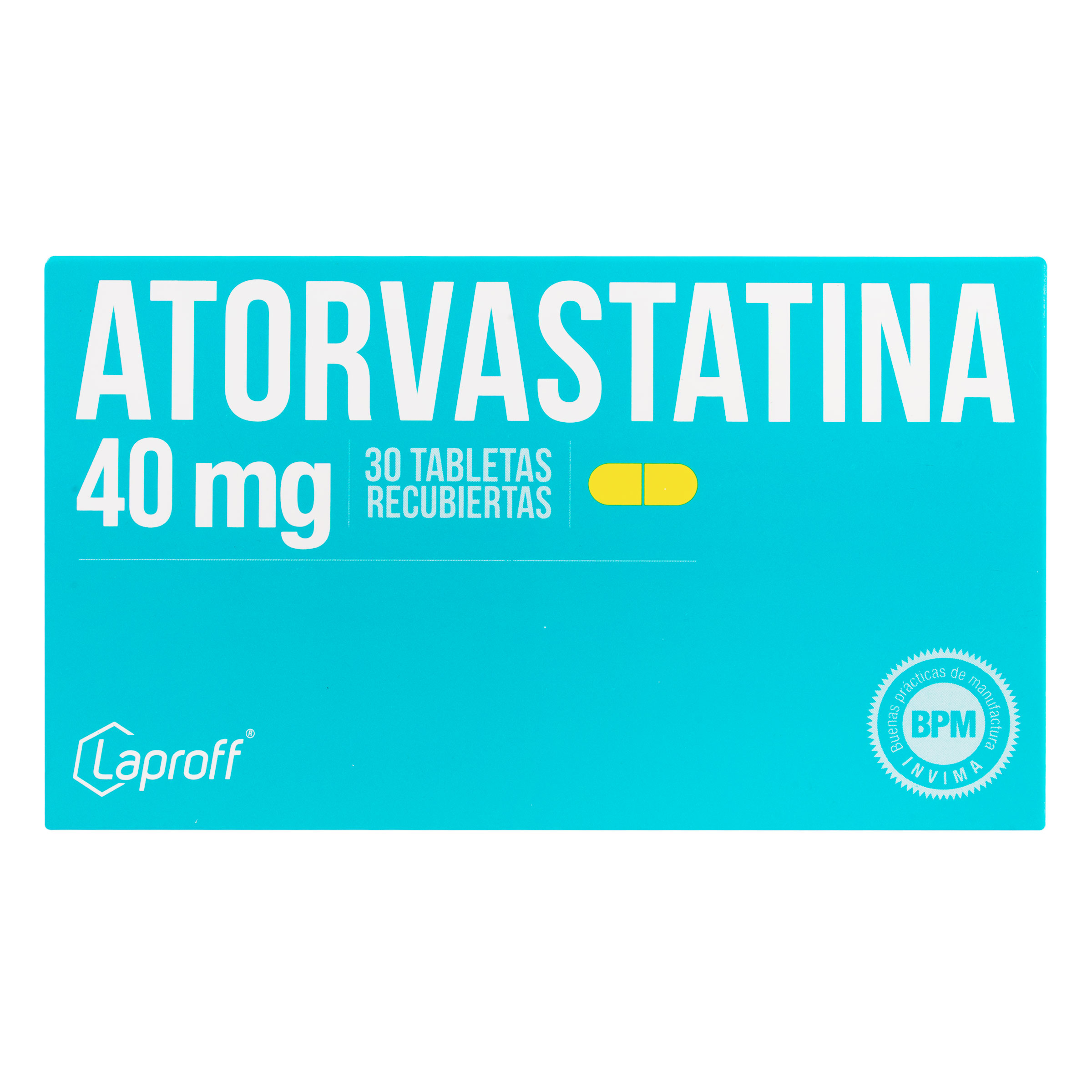 Atorvastatina 40 mg, 30 tabletas