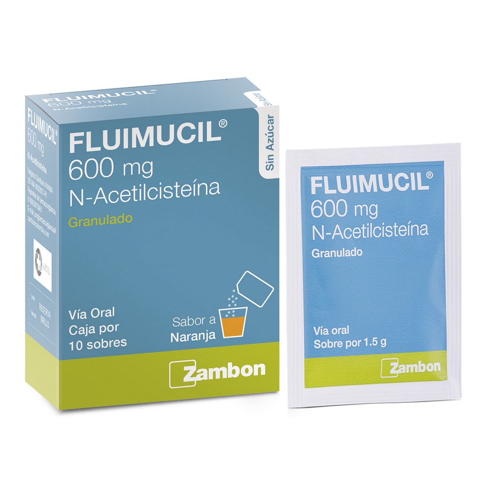 Fluimucil 600 mg – Acetilcisteína, Presentación 10 unidades (Zambon)