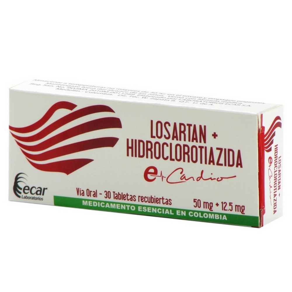 Losartán 50 mg + HCTZ 12.5 mg - 30 tabletas