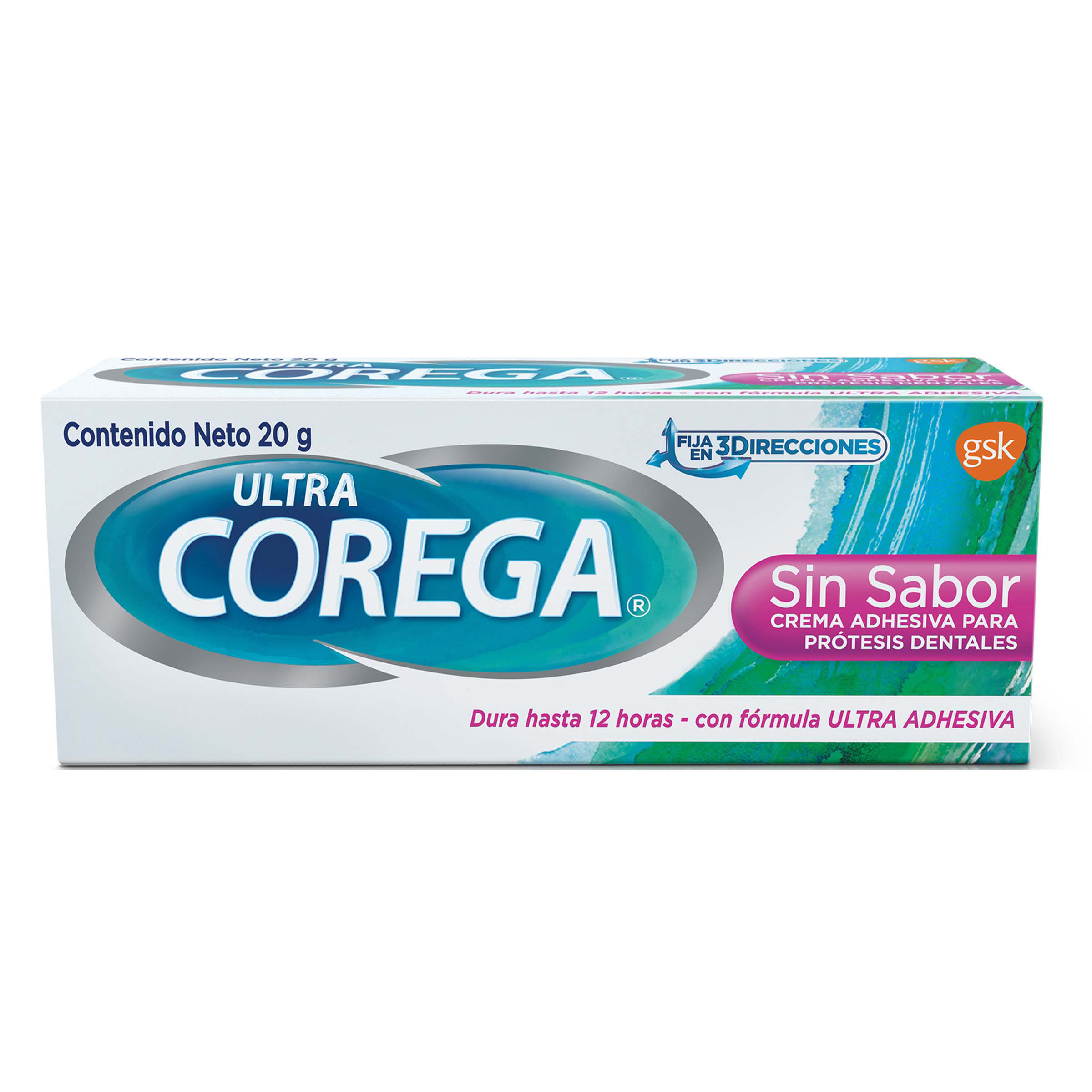 Corega Ultra 3D Sin Sabor – Crema Adhesiva para Dentaduras 20 g