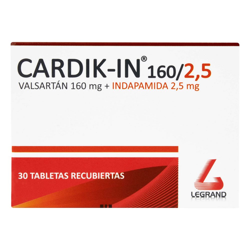 Cardik-IN 160/2.5 mg – 30 tabletas (Indapamida y Valsartán)