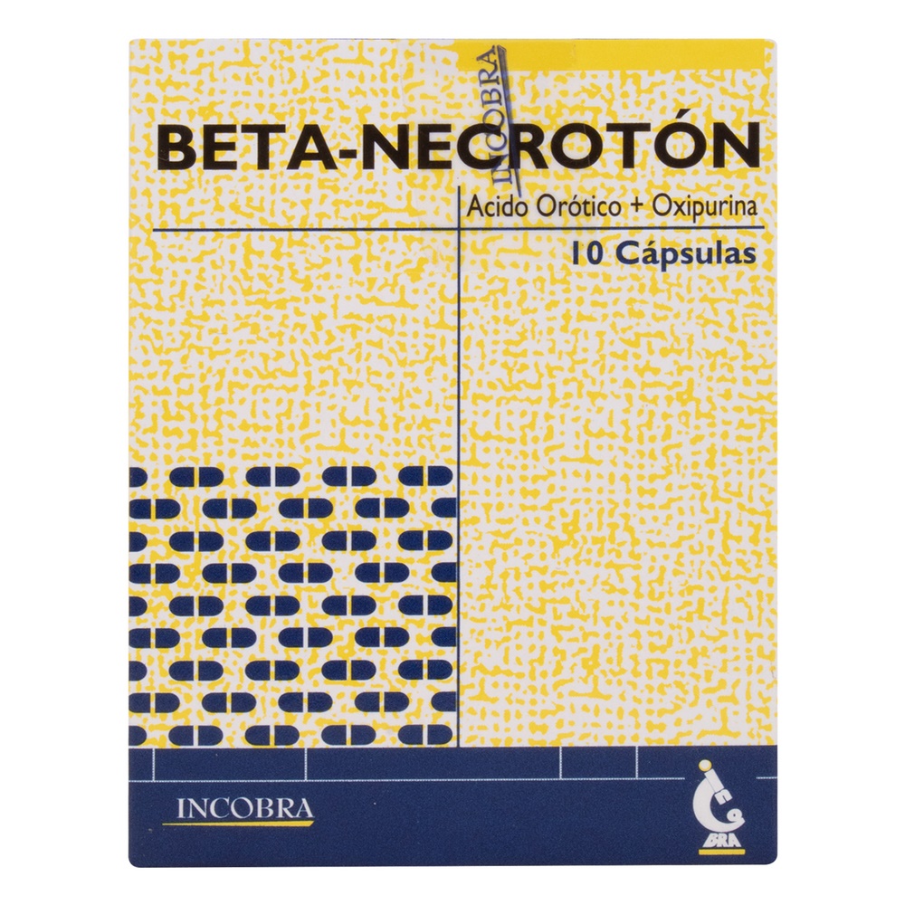 Betanecroton 10 cápsulas – Oxipurina + ácido orótico | LAB. INCOBRA S.A.