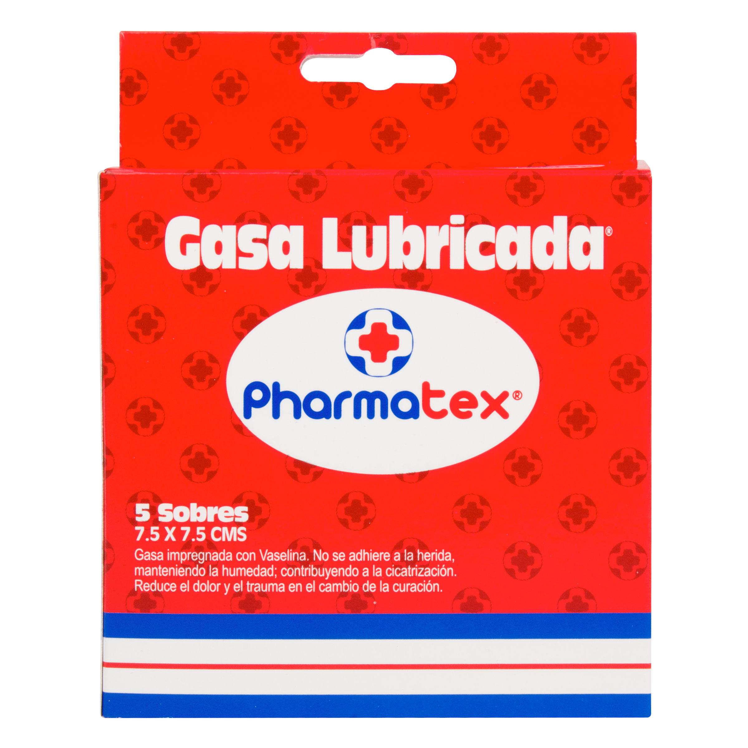 Gasa lubricada Pharmatex 7.5 x 7.5 cm – 5 piezas