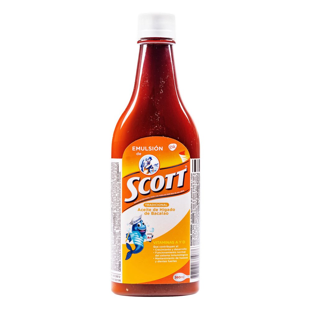 Emulsión Scott CTE 360 ml Vitamina A y D Aceite de Bacalao