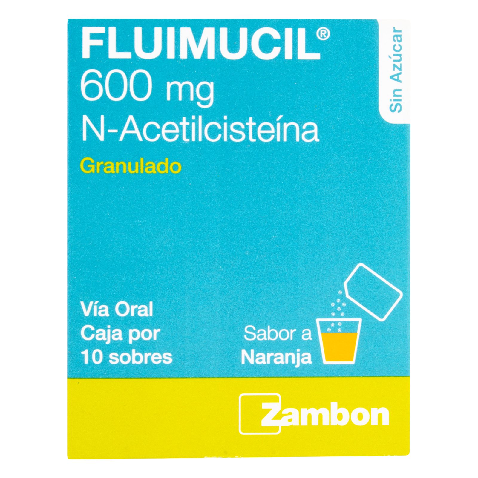 Fluimucil 600 mg – Acetilcisteína, Presentación 10 unidades (Zambon)