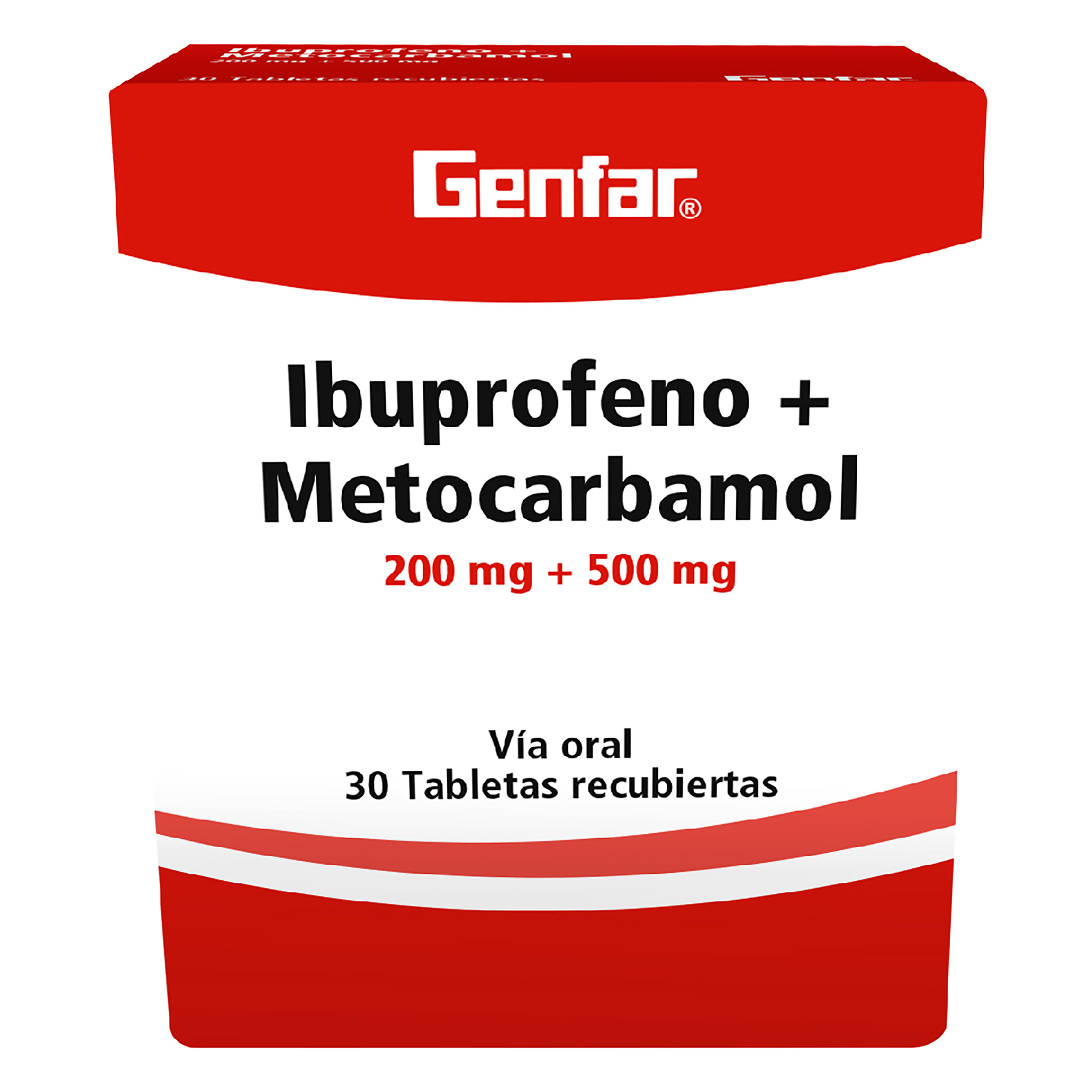 Ibuprofeno 200 mg + Metocarbamol 500 mg 30 tabletas Genfar