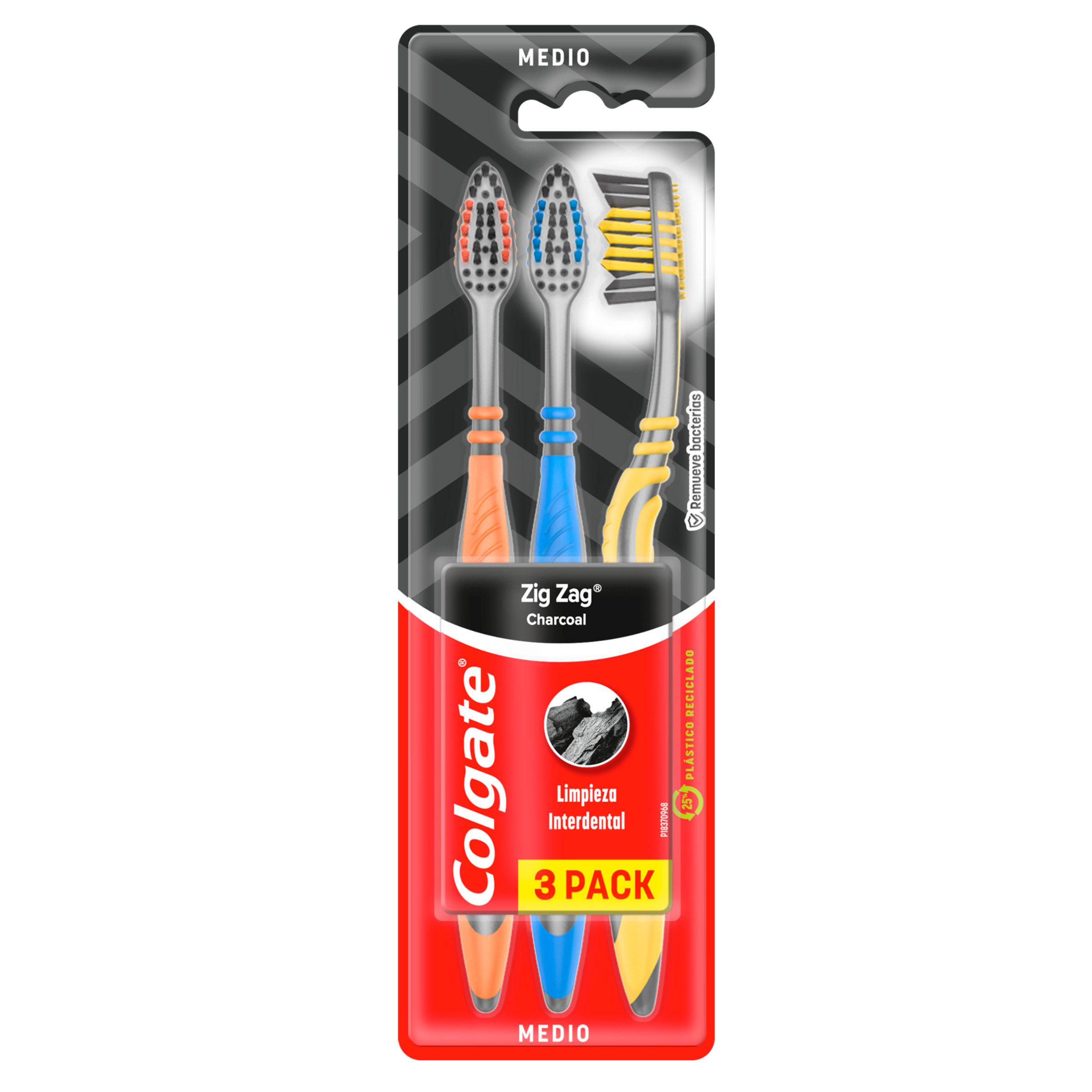Colgate Zig Zag Charcoal Cepillos Dentales (3 uds)