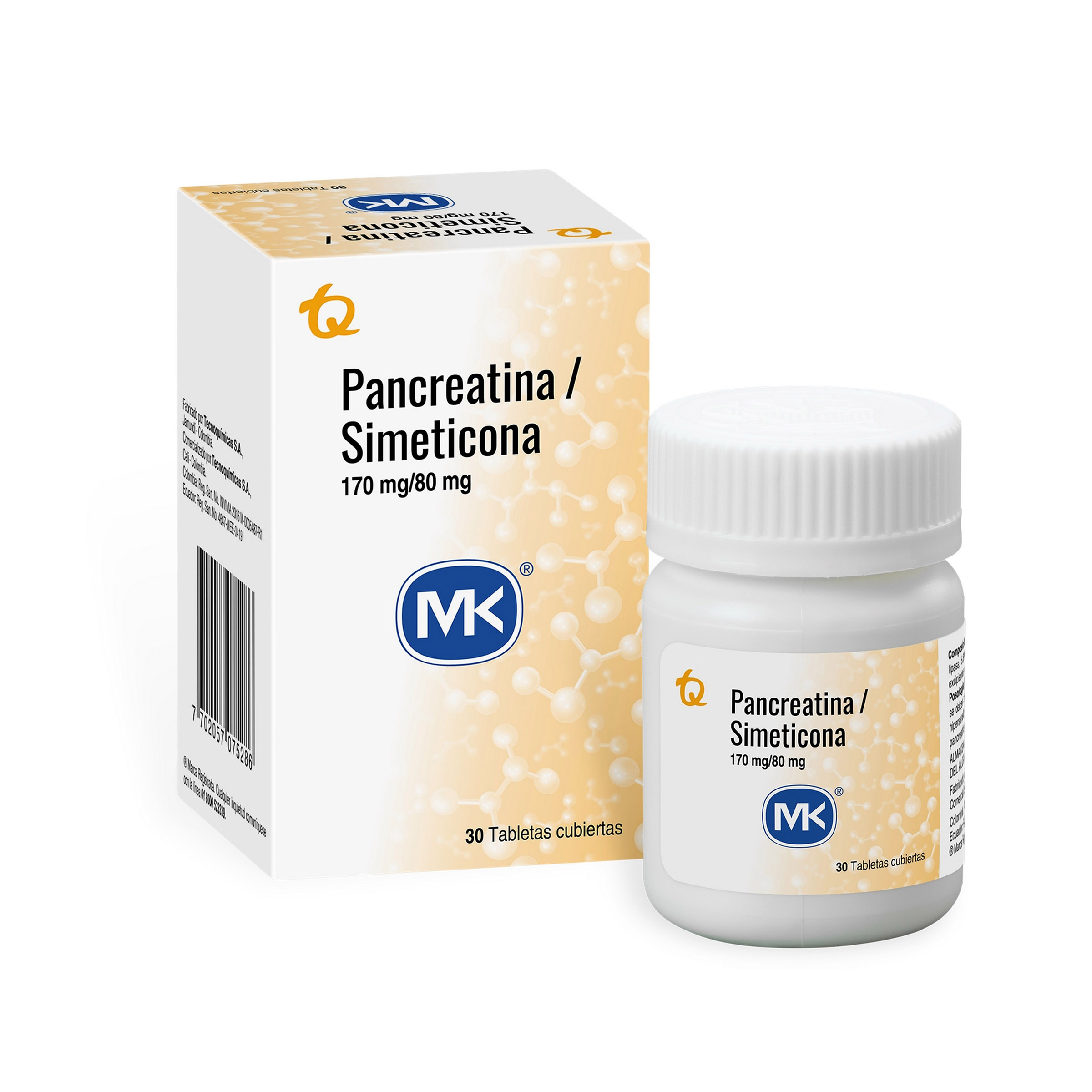 Pancreatina 30 tabletas con Simeticona