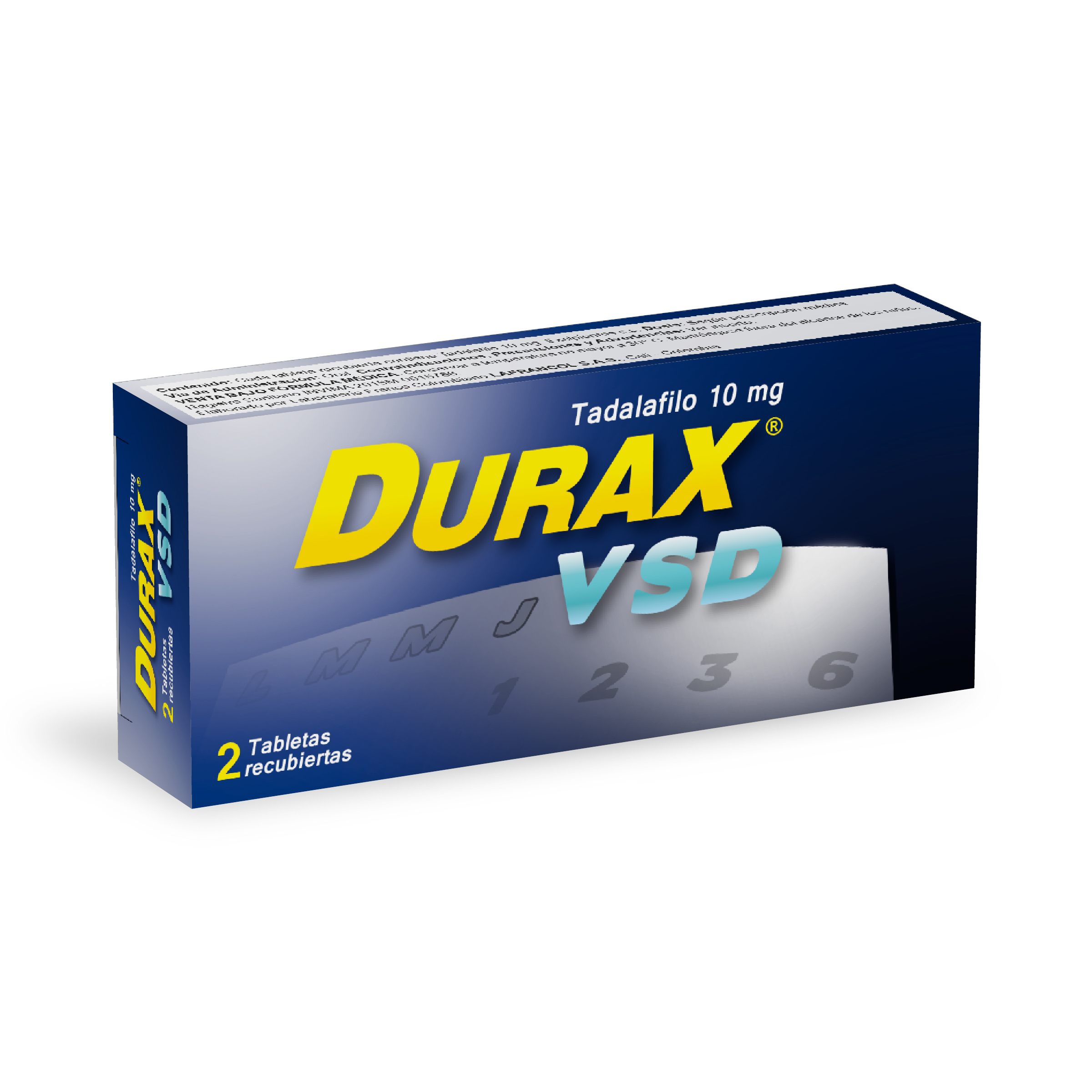 DURAX VSD 10 mg - 2 tabletas (tadalafil) | Lafrancol