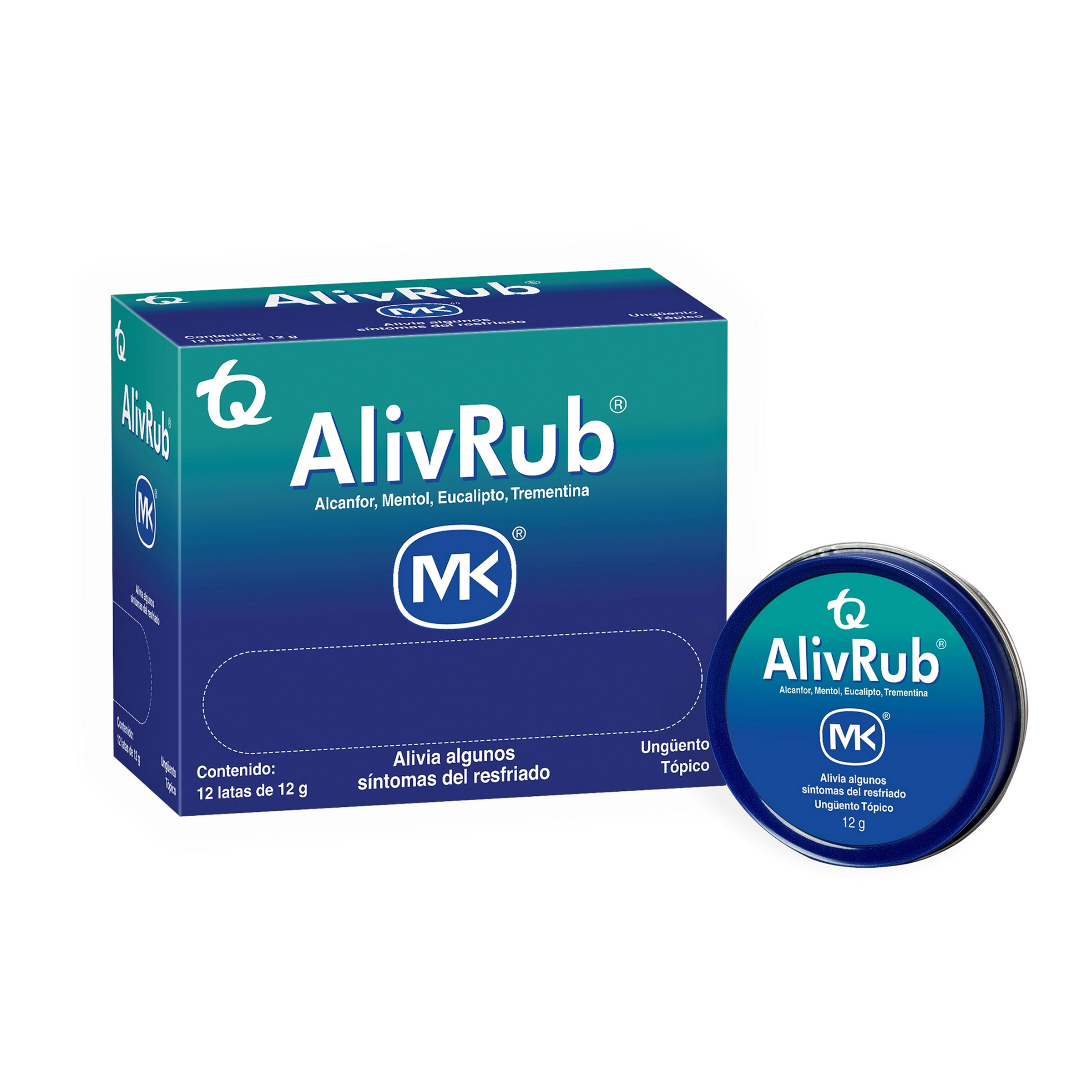 Alivrub mentol-alcanfor-eucalipto – lata 12 g (12 unidades) | TECNOQUIMICAS S.A.