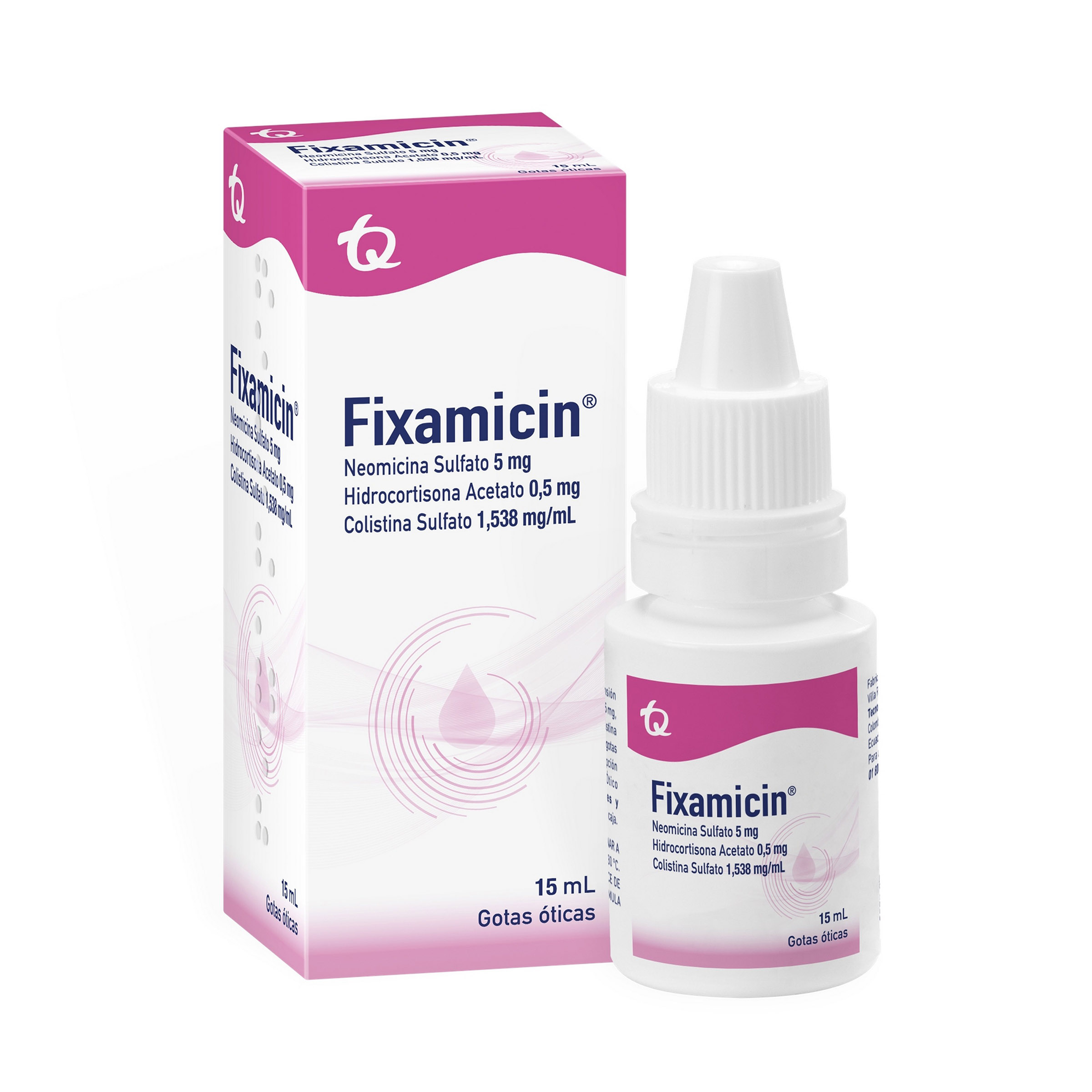 Fixamicin Gotas 15 ml - Colistina-Hidrocortisona-Neomicina