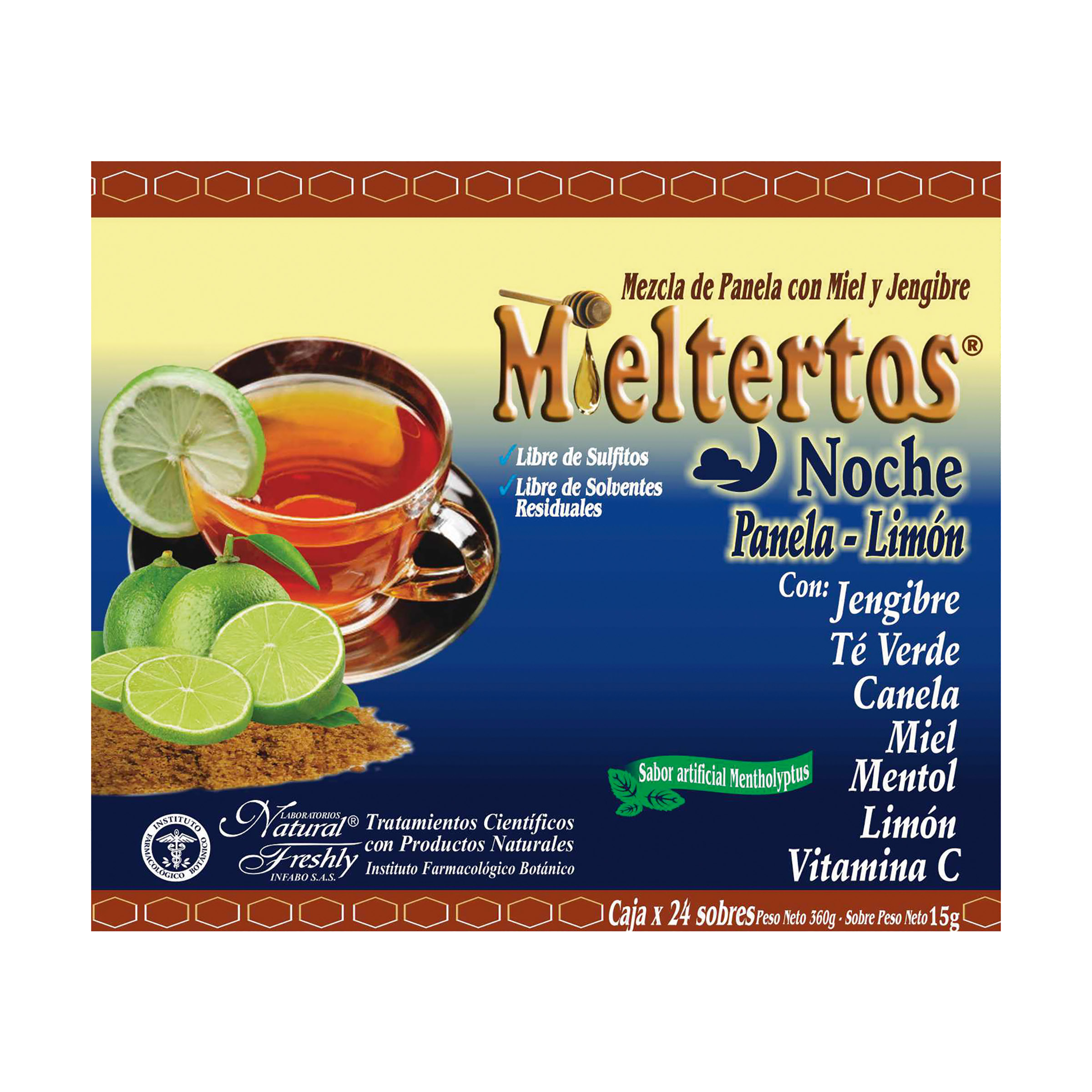 Mieltertos gripe noche limón 24 sobres