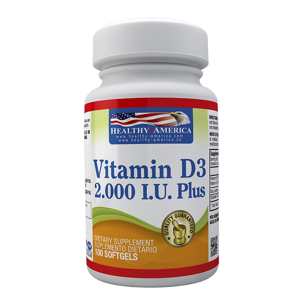Vitamina D3 2000 UI – 100 softgels | Healthy America Colombia