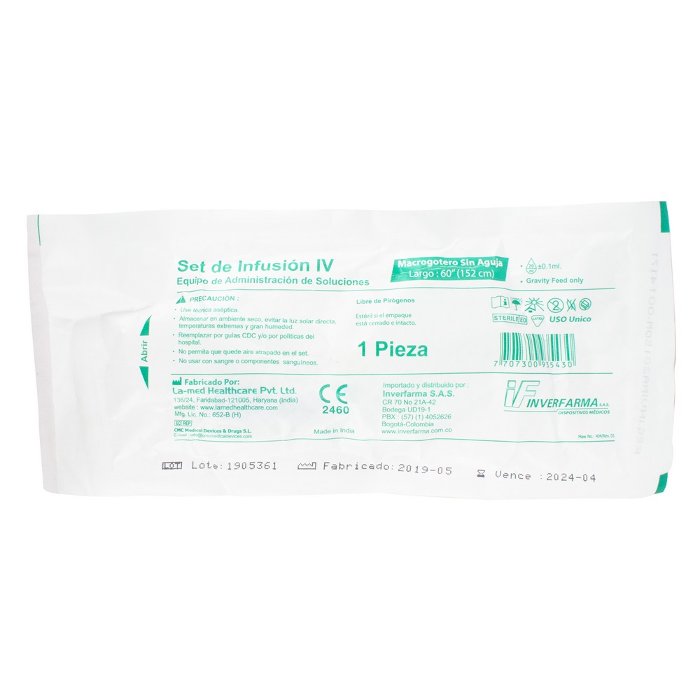 Kit hospitalario macrogotéo con aguja – solución IV