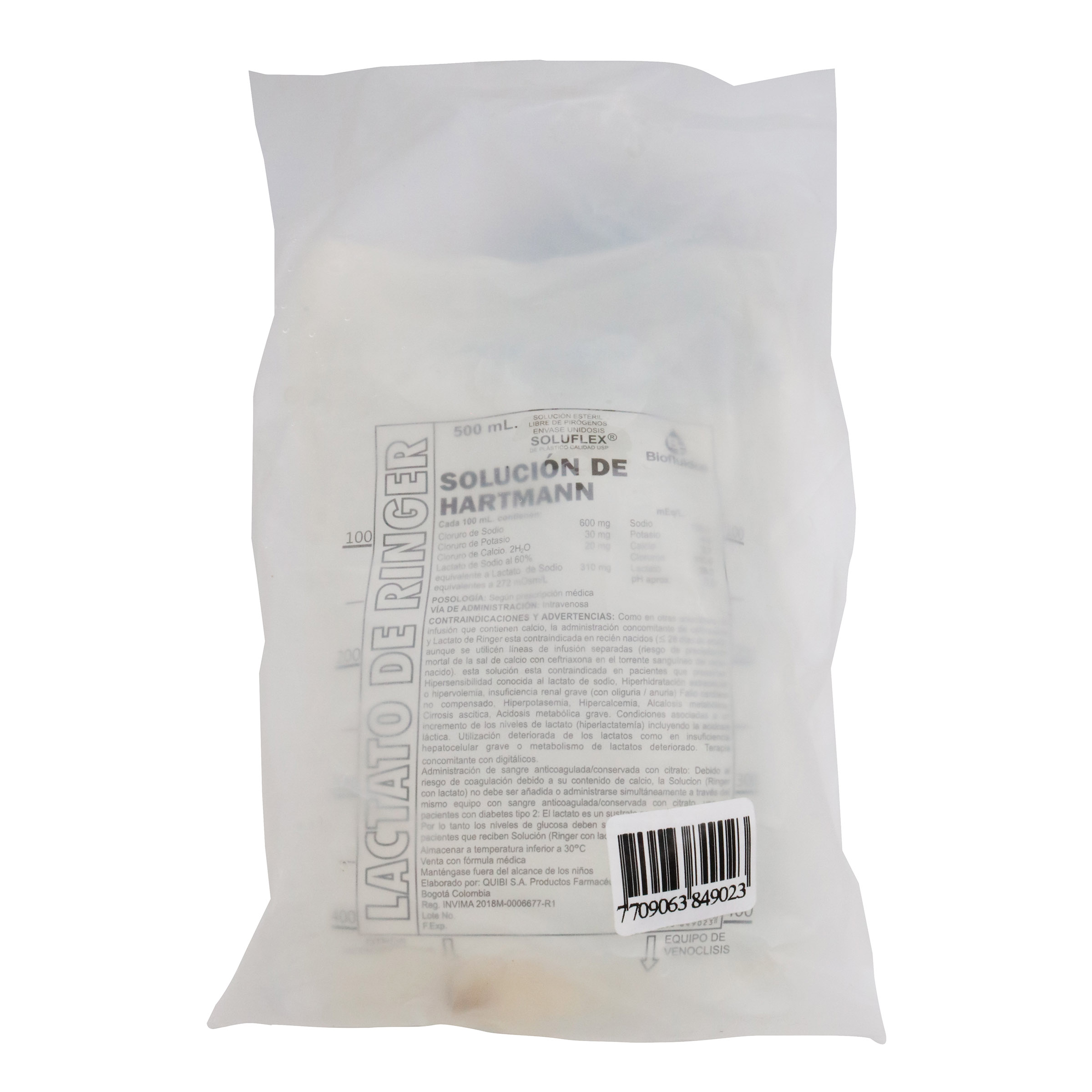 Solución Lactato de Ringer 500 ml – QUIBI (electrolítica)